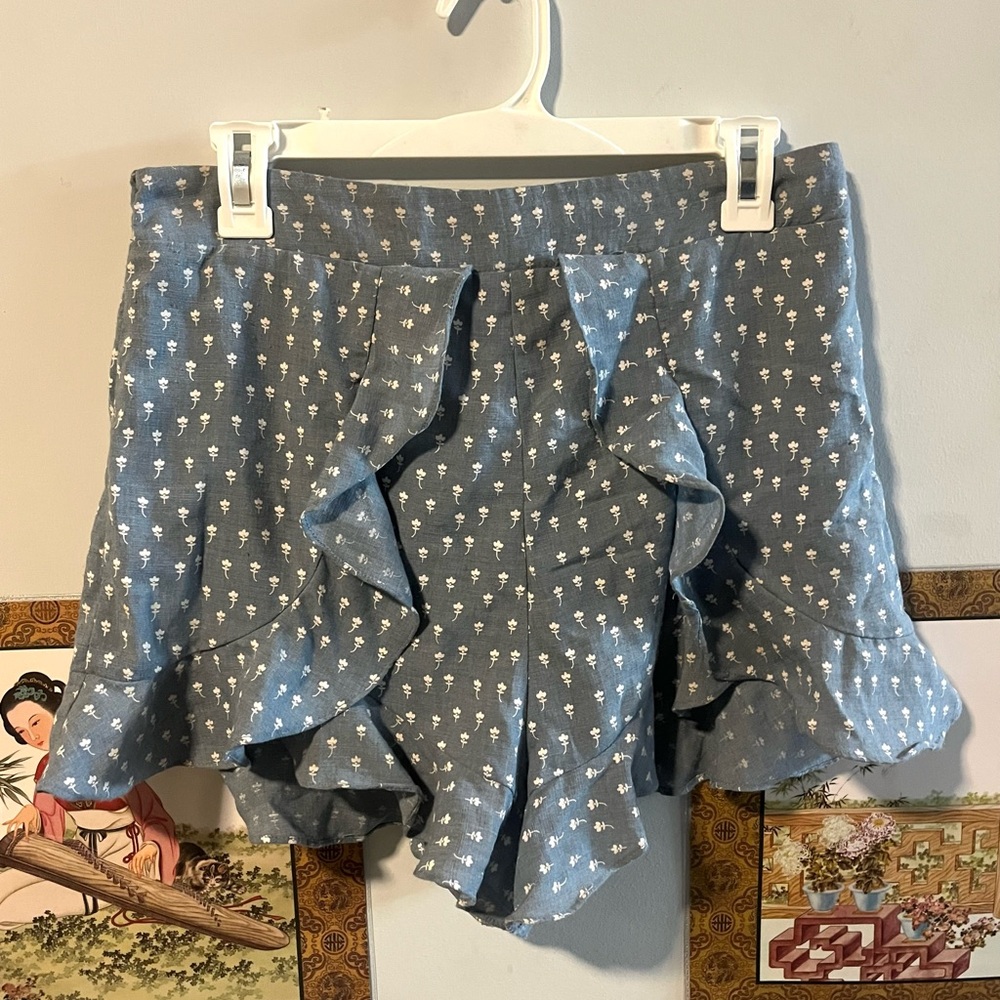 Material Girl Blue and White Polka Dot Skorts